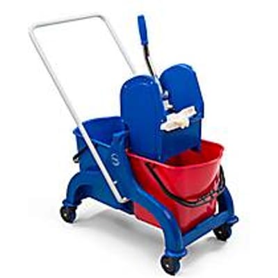 Complete set dubbele rolemmer, 2 x emmer 15 l, pers, 2-delige steel van chroom + 10 mops