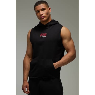 Heren Actieve Mouwloze Boxing Hoodie | Black | Size XS