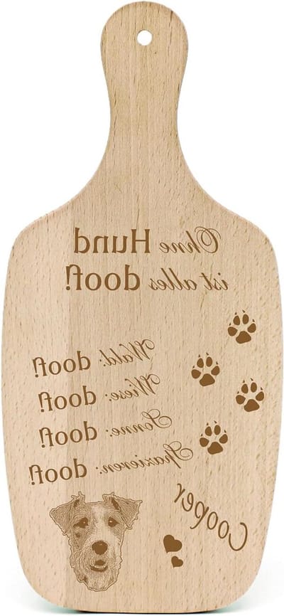 Hondenbord Hout - Decoratie Huis - Cadeau Idee - Gepersonaliseerd Ontwerp - 34x15x1 cm - Natuurlijk Hout