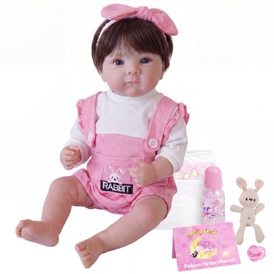 Lovibella® Lola Reborn Baby Pop Meisje - Levensechte Babypoppen - Dementie poppen - 45 cm - Complete Accessoires Set - Realistische Poppen - Zoals Echt - Zacht Vinyl - Doll Speelgoed 3 Jaar