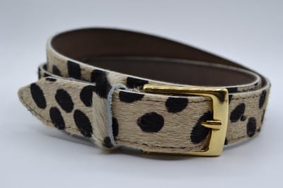 Damesriem met superleuke panterprint - 3cm brede dames riem van koehuid met panterprint maat 95