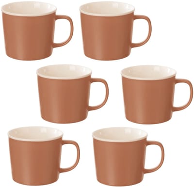 Nature Terracotta Mok - Set van 6 - 38 cl - Hoogwaardig Newbone Porselein