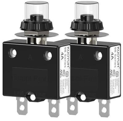 Thermische Stroomonderbreker 4A Met Drukknop Reset en Waterdichte Toetsafdekking - 2 Stuks