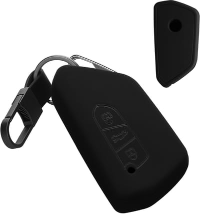 kwmobile Autosleutel Hoes Compatibel met VW Golf 8 3-knops autosleutel – TPU Sleutelhoes – Sleutelschaal in zwart – Met Sleutelring