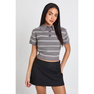 boohoo Dames Geweven Marl Rokbroek met Knoopdetail | Black | Maat: 6