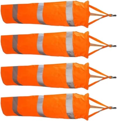 Windzakken Set - Windrichting meter - Wind Testen - Reflecterend Nacht - 60 cm 4 Stuks - Oranje