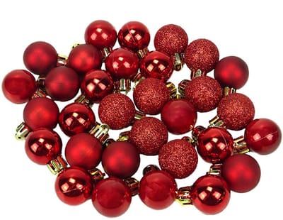 Allecto - Kerstballen - Glitter Decoratie - Ronde Vorm - Rode Kleur - Feestversiering - Geschikt voor Kerst en Bruiloft