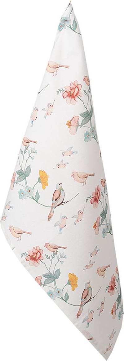 Clayre & Eef Theedoek 47x70 cm Beige Katoen Vogels Keukenhanddoek