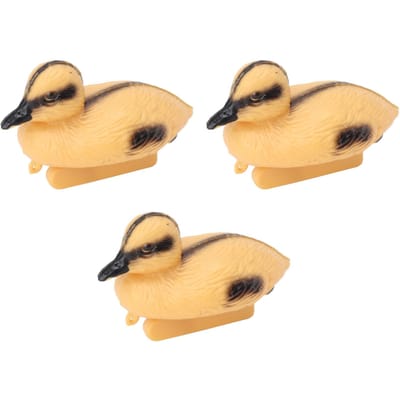 3 stuks drijvende gele eendjes, realistische plastic eendvis, vijverornament voor tuin en zwembad beige