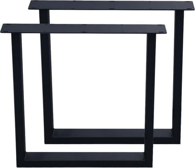 FLE - Stalen U tafelpoot zwart gepoedercoat 70 bij 10 cm en hoogte 72 cm (koker 4 x 10 cm) - 2 stuks
