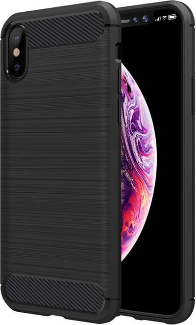 Geborsteld Hoesje geschikt voor Apple iPhone Xs Max Soft TPU Gel Siliconen Case Zwart iCall