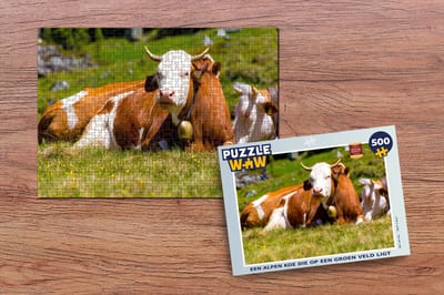 Puzzel Koeien - Bloemen - Alpen - Legpuzzel - Puzzel 500 stukjes