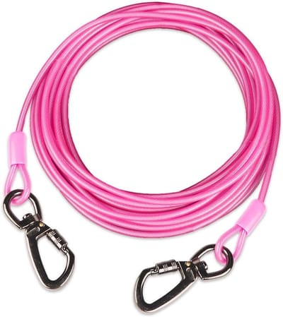 Hondenkabel - Aanlijnlijn hond - Veilig buiten - Verstrengelingsvrije gesp - 250 ft - Roze