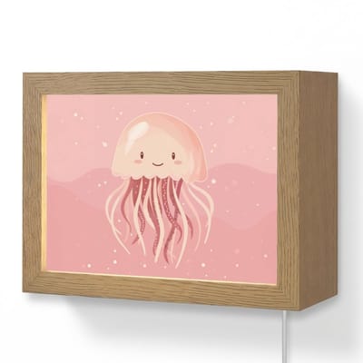 Wandlamp 20x15 cm - Oplaadbaar - Kwal - Zeedieren - Roze - Onderwater - Wandlampen binnen woonkamer - Slaapkamer lamp met kabel - Decoratieve nachtlamp - Vloerlamp snoer