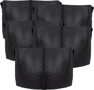 Intirilife 5x fleece plantzak in 75 liter - 20 gallon - 55 x 30 cm - Plantenbak van fleece met draaggrepen voor tuin, kas en nog veel meer. - Plantenbak plantzak