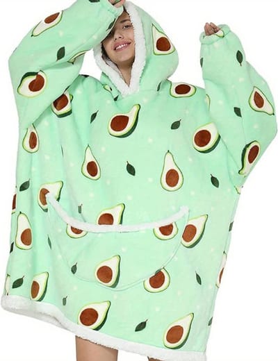 Livano Hoodie Deken Met Mouwen - Plaid - Knuffeldeken - Onesie - Fleece Blanket - Dames - Heren - Kinderen - Extra Zacht & Warm - Avocado