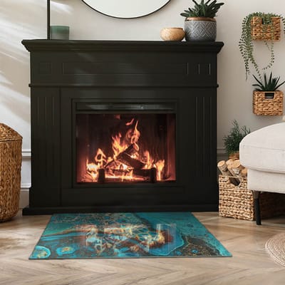 Coloray Vloerplaat Houtkachel - Plaat voor Onder Kachel - 80 cm x 60 cm - Kachel Vloerplaat - Turkoois Vloerplaat Kachel - Onderplaat Voor Houtkachel - Vloerplaat Openhaard - Houtkachel Accessoires - Verwarmingsaccessoires