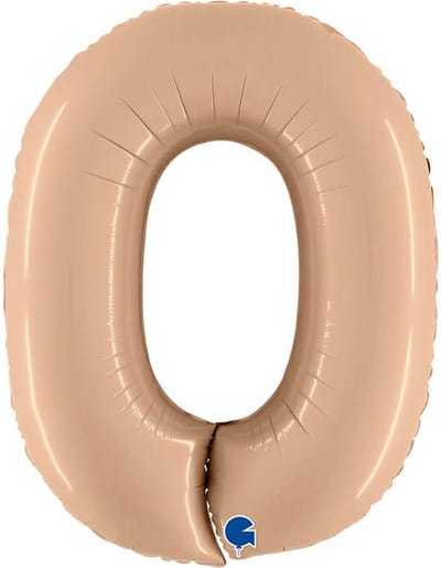 Folieballon Cijfer 0 Satin Nude - 100 cm