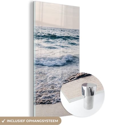 MuchoWow® Glasschilderij 60x120 cm - Schilderij acrylglas - Zee - Strand - Zomer - Foto op glas - Schilderijen