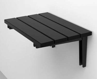 Douchezitje Opvouwbaar - Wandmontage Kruk - Veilig Douchen - Handgemaakt Teakhout - 40x29 cm Zitting - Zwart