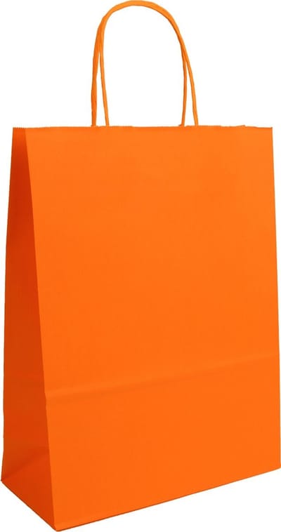 Papieren tassen Oranje - 32+13x42cm - Gedraaide grepen - 50 stuks