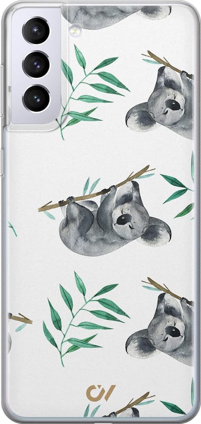 Hoesje geschikt voor Samsung Galaxy S21 hoesje - Koala Print - - Wit - - Casevibes
