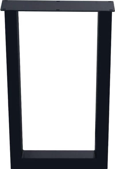 FLE - Stalen U tafelpoot 60 bij 8 cm en hoogte 110 cm zwart gepoedercoat (koker 8 x 8 cm) - barpoot - tafelpoot