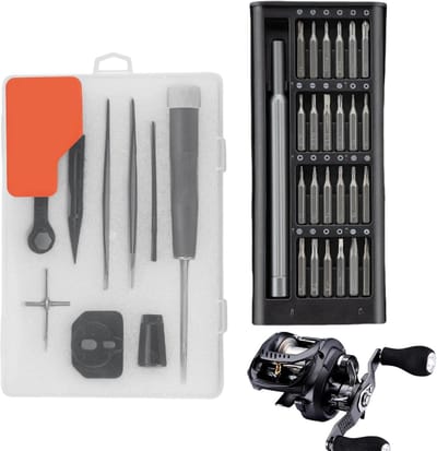 Onderhoudsset Vis Moolens - Reparatietool Kit - Vismolen Onderhoud - Roestvrij Staal - 9-delige Set - Zilver