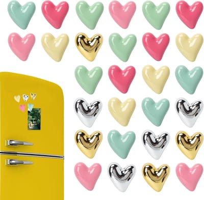 Hartvormige Magneten Set van 28 - Decoratieve Magneten in Kleuren - Ideaal voor Koelkast en Magnetisch Bord - ShopVlot