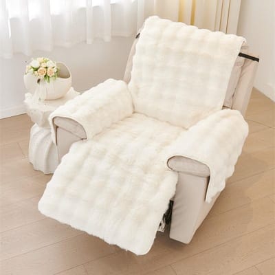 1-zits Zachte Warme Relaxbankhoes Antislip Konijnenpluche Fauteuilhoes Effen Kleur Enkele Bankhoes voor Woonkamer