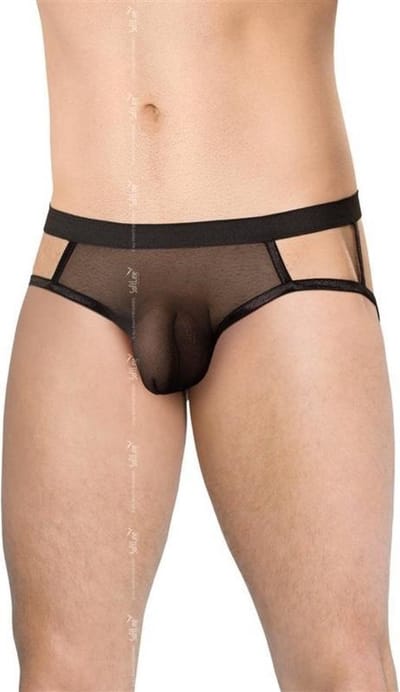 Sexy doorzichtige jockstrap met visnet zwart S t/m L