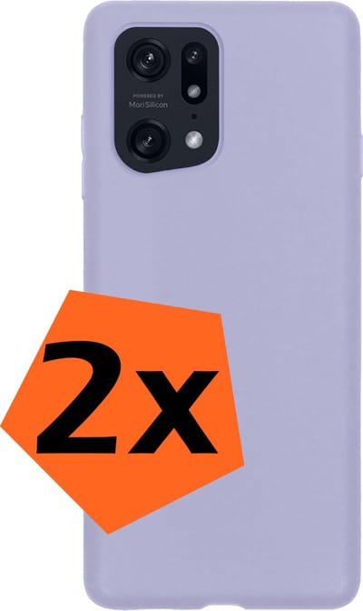 Hoes - 2 Stuks - Geschikt voor OPPO Find X5 - Sterk & Shockproof - Case Siliconen - Back Cover - Telefoon Hoes - Lila