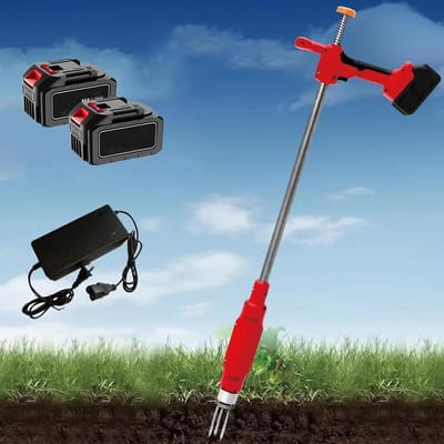 Elektrische Weed Remover - Staande Onkruidsteker - Onkruid Verwijderen - Met Batterij en 3 Stalen Klauwen - 30 cm Breed