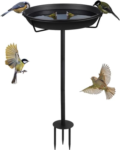 Dailygoods- Vogelbad 30 cm - Staand - Waterbak voor Vogels - Winterbestendig - Tuin - Metaal - Zwart - Vogeldrinkbak