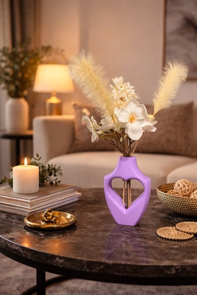 Alira moderne vaas – Decoratieve vaas - Paars - 3d geprinte vaas – geschikt voor droogbloemen - 25CM