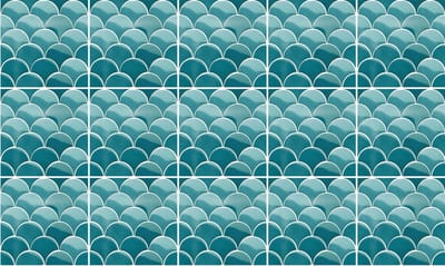 Plaktegels - Zelfklevende Tegels - 15x15 cm - Ulticool - Decoratie Sticker Tegels - Schubben Halve Maan Zeemeermin Turquoise Turkoois - 15 stuks - Plakfolie Muurstickers Tegelstickers - Sticktiles Decoratiefolie - Badkamer - Keuken