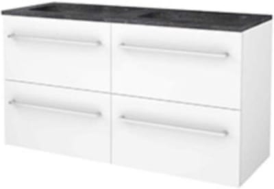 Basic-Line Start 46 Badkamermeubelset - 120 x 46 cm - Met Grepen - 4 Lades - Hardstenen Wastafel - Zonder Kraangat - Ice White