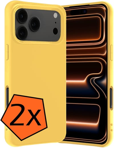 Hoes - 2 Stuks - Geschikt voor iPhone 17 Pro / 18 Pro - Sterk & Shockproof - Case Siliconen - Back Cover - Telefoon Hoes - Geel