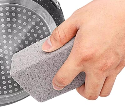 Puimsteen Grillreiniger - Grillsteen Platte Bovenkant - Grill Reinigen - Herbruikbaar Krasbestendig - 10 x 7 x 4 cm - Grijs