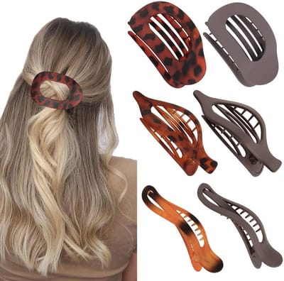 6x Grote Platte Haarclips Set - Franse Stijl Matte Antislip Kaakclips voor Dik en Dun Haar