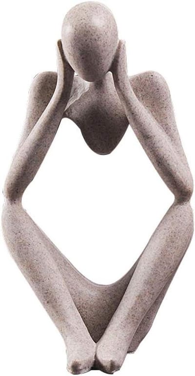 Denker Standbeeld - Abstracte Sculptuur - Interieur Decoratie - Uniek Artistiek Ontwerp - Standaard Formaat - Gebroken Wit