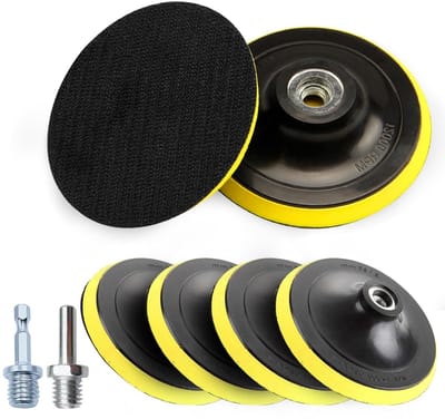 Set van 6 Schuurdiscs 125 mm Schuurpapier voor Excentrische Schuurmachine, Haakse Slijper en Boormachine met M14 Adapter en Mandrel voor Eccentrisch Schuren