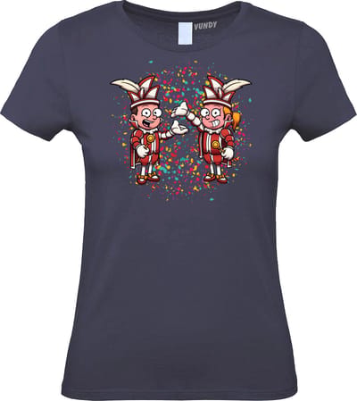 Dames T-shirt Carnavals Paar | Carnaval | Carnavalskleding Dames Heren | Navy | maat XS