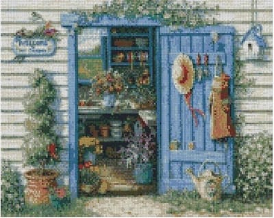 Diamond painting 40x50cm - schuurdeur - ronde steentjes