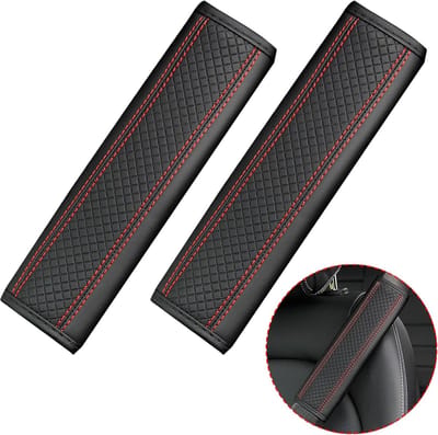Autogordelbeschermers - 2-pack autogordelbeschermers - Autogordelbeschermers - Autogordelbeschermers - Autogordelbeschermers voor volwassenen - Geschikt voor autogordels voor kinderen en volwassenen (zwart en rood)