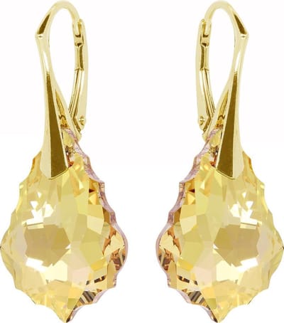 DBD - Goud Vergulde Zilveren Oorbellen - Swarovski Kristal Elements - Barok - Geel Goud - 22MM - Anti Allergisch