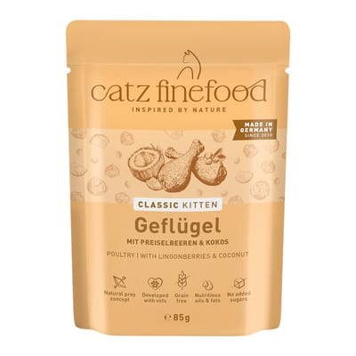 Sparpaket: 24x85g catz finefood Kitten No. 03 Geflügel Katzenfutter nass