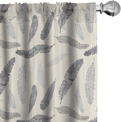 ABAKUHAUS Gordijnen met veren – 2x75×245 cm – microvezel, halfdonker, beige en lichtgrijs