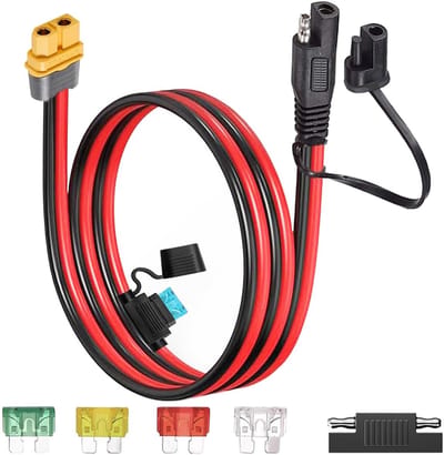 Dailygoody - XT60 naar SAE Verlengkabel 10AWG met Fuse voor Zonnepaneel - 60cm