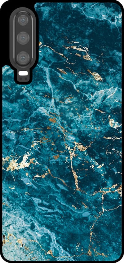 Smartphonica Telefoonhoesje Geschikt voor Huawei P30 met marmer opdruk - TPU backcover case blue marble design - Blauw geschikt voor Huawei P30